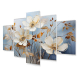 Designart "Blue Muted Botanicals I" Abstract Botanicals Metal Wall Art Set