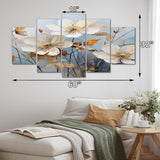 Designart "Blue Muted Botanicals I" Abstract Botanicals Metal Wall Art Set