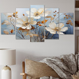 Designart "Blue Muted Botanicals I" Abstract Botanicals Metal Wall Art Set