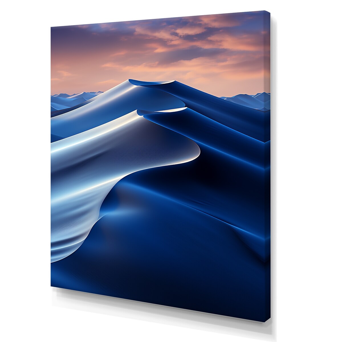 Designart "Blue Nocturnal Desert Dunes IV" Desert Wall Art Print Blue - Global Wall Art Décor For Bedroom