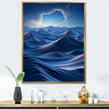 Designart "Blue Nocturnal Desert Dunes VII" Desert Blue Wall Decor - Global Living Room Framed Canvas Art