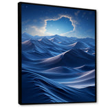 Designart "Blue Nocturnal Desert Dunes VII" Desert Blue Wall Decor - Global Living Room Framed Canvas Art