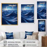 Designart "Blue Nocturnal Desert Dunes VII" Desert Blue Wall Decor - Global Living Room Framed Canvas Art