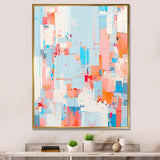 Designart "Blue Orange Interlocking Perspectives" Cubism Framed Wall Art Living Room