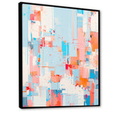 Designart "Blue Orange Interlocking Perspectives" Cubism Framed Wall Art Living Room
