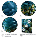 Designart "Blue Pineapples Photo II" Pineapples Blue Wall Decor - Traditional Hallway Framed Wall Art Decor