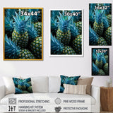 Designart "Blue Pineapples Photo II" Pineapples Blue Wall Decor - Traditional Hallway Framed Wall Art Decor