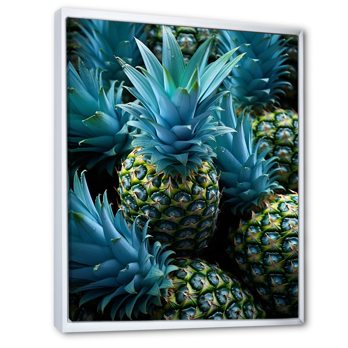 Designart "Blue Pineapples Photo II" Pineapples Blue Wall Decor - Traditional Hallway Framed Wall Art Decor