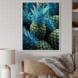 Designart "Blue Pineapples Photo II" Pineapples Blue Wall Decor - Traditional Hallway Framed Wall Art Decor