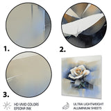 Designart "Blue Rose Symphony" Floral Rose Metal Wall Art