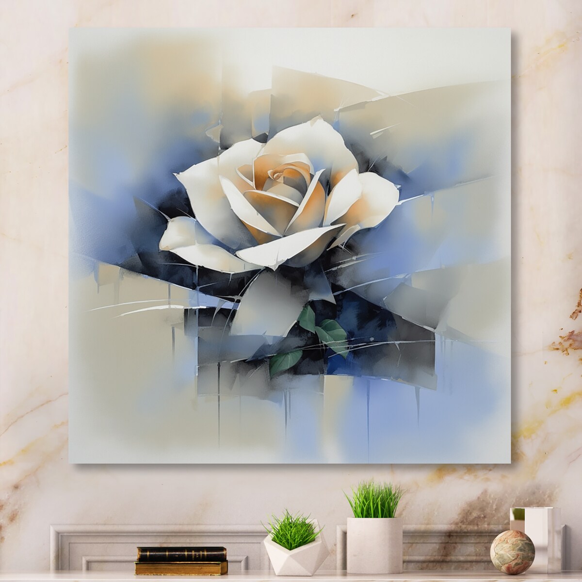 Designart "Blue Rose Symphony" Floral Rose Metal Wall Art