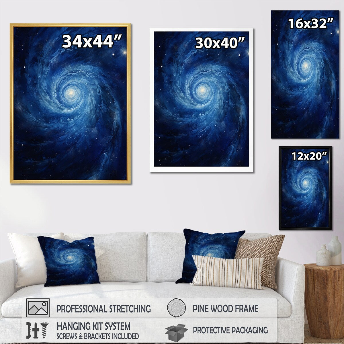 Designart "Blue Swirl Wave Spiral IV" Abstract Spirals Wall Art