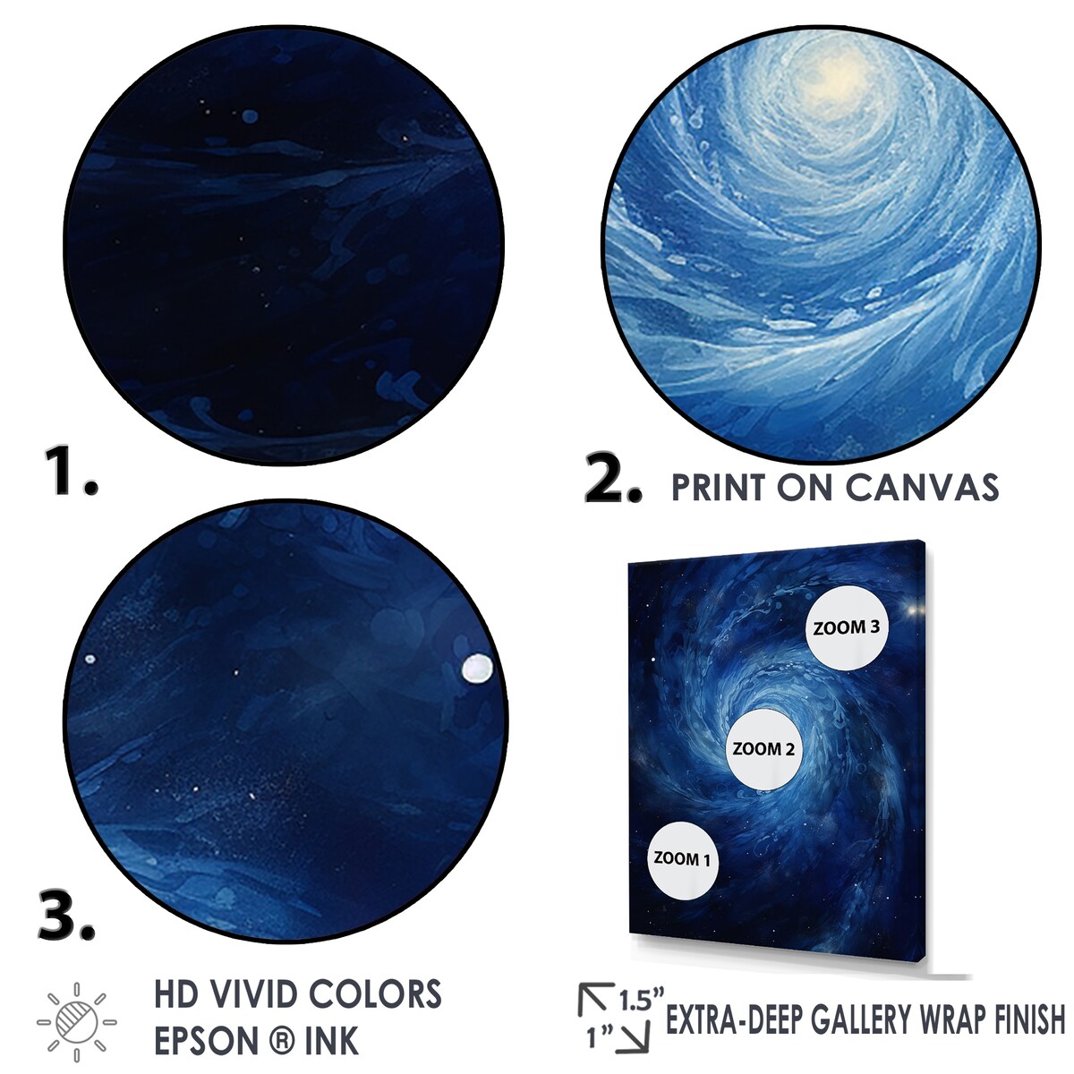 Designart "Blue Swirl Wave Spiral IV" Abstract Spirals Wall Art