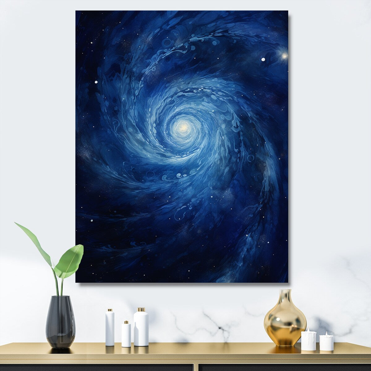 Designart "Blue Swirl Wave Spiral IV" Abstract Spirals Wall Art