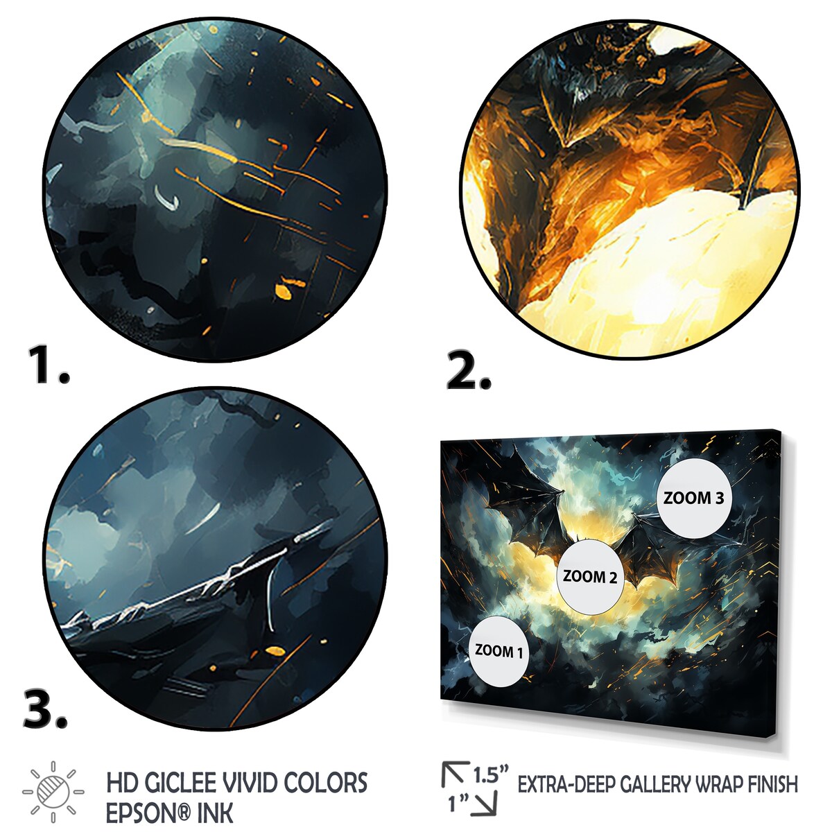 Designart "Blue Watercolor Night Bat Charm I" Bat Set Of 5 - Modern Farmhouse Oversized Canvas Art Print For Home Decor