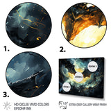 Designart "Blue Watercolor Night Bat Charm I" Bat Set Of 5 - Modern Farmhouse Oversized Canvas Art Print For Home Decor