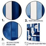 Designart "Blue White Sapphire Symmetry I" Abstract Shapes Framed Canvas Art Print