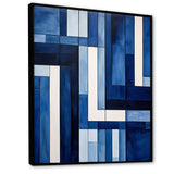 Designart "Blue White Sapphire Symmetry I" Abstract Shapes Framed Canvas Art Print