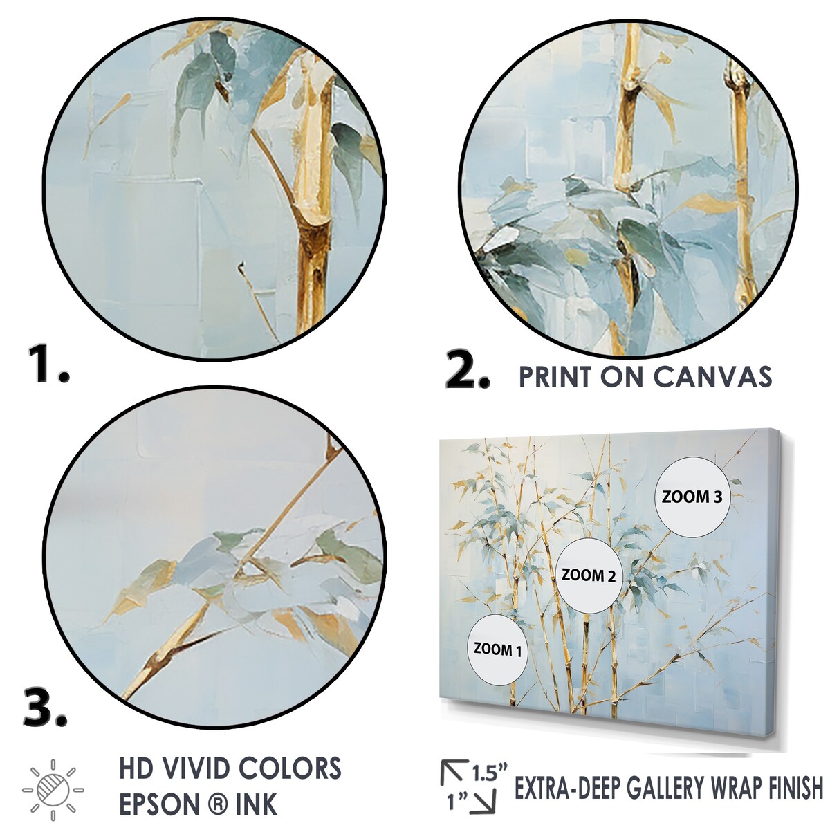 Designart "Blue Zen Moment Bamboo" Bamboo Wall Art
