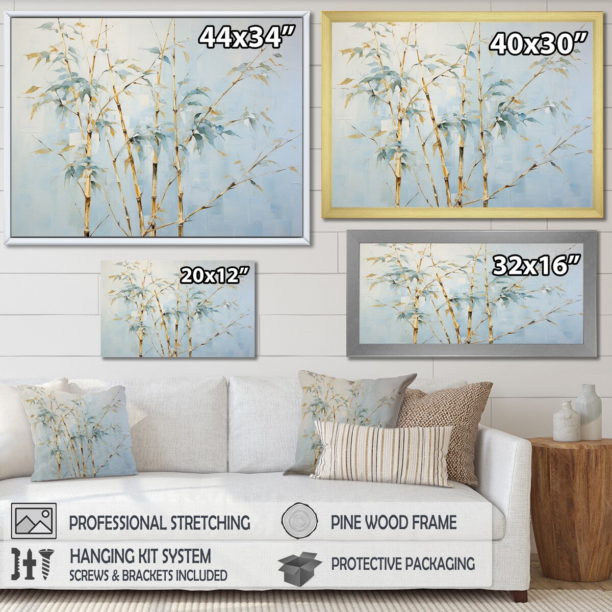 Designart "Blue Zen Moment Bamboo" Bamboo Wall Art
