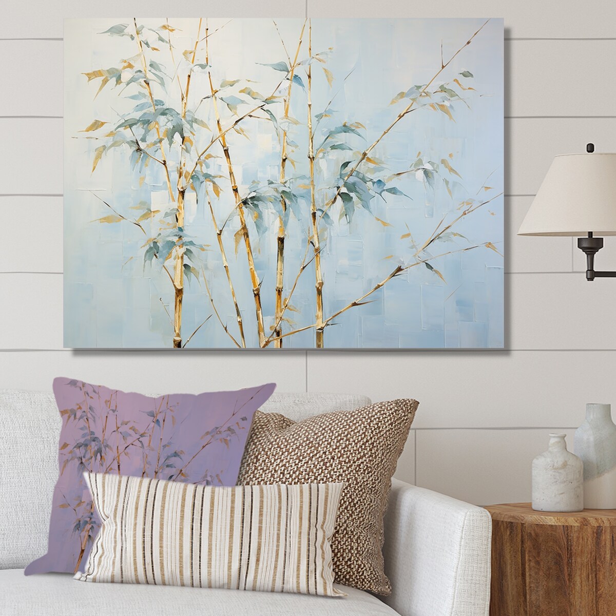 Designart "Blue Zen Moment Bamboo" Bamboo Wall Art