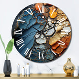 Designart "Blue and Orange Fluid Movements" Abstract Shapes Oversized Wall Clock