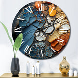 Designart "Blue and Orange Fluid Movements" Abstract Shapes Oversized Wall Clock