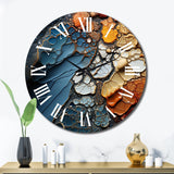 Designart "Blue and Orange Fluid Movements" Abstract Shapes Oversized Wall Clock