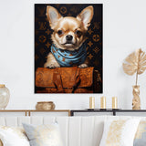 Designart "Boston Terrier Glam With Fashion Bag II" Dog Glam Metal Wall Art Brown Wall Décor Modern Metal Art Work