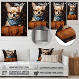 Designart "Boston Terrier Glam With Fashion Bag II" Dog Glam Metal Wall Art Brown Wall Décor Modern Metal Art Work