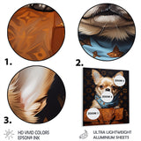 Designart "Boston Terrier Glam With Fashion Bag II" Dog Glam Metal Wall Art Brown Wall Décor Modern Metal Art Work