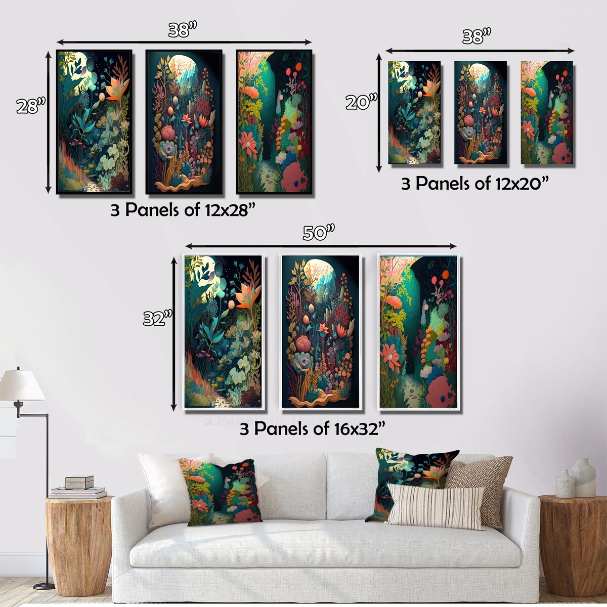 Designart "Bounties And Blooming Wilderness Blessings IV" Floral & Botanical Green Gallery Wall Set Of 3 For Home Decor