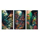 Designart "Bounties And Blooming Wilderness Blessings IV" Floral & Botanical Green Gallery Wall Set Of 3 For Home Decor