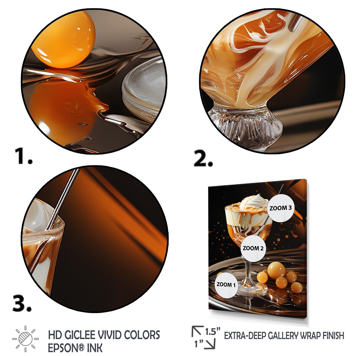 Designart "Brandy Alexander Creamy Caramel Cocktail II" Cocktails Yellow Traditional Canvas Art For Hallway Décor