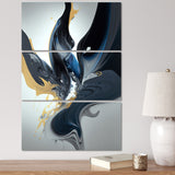 Designart "Bright Blue Smooth Abstract IV" Modern Spiral Canvas Art Print - 3 Panels