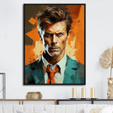 Designart "Bronze Bowie Portrait" Celebrity Framed Canvas Art Print