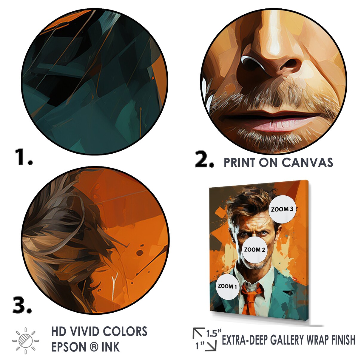 Designart "Bronze Bowie Portrait" Celebrity Framed Canvas Art Print