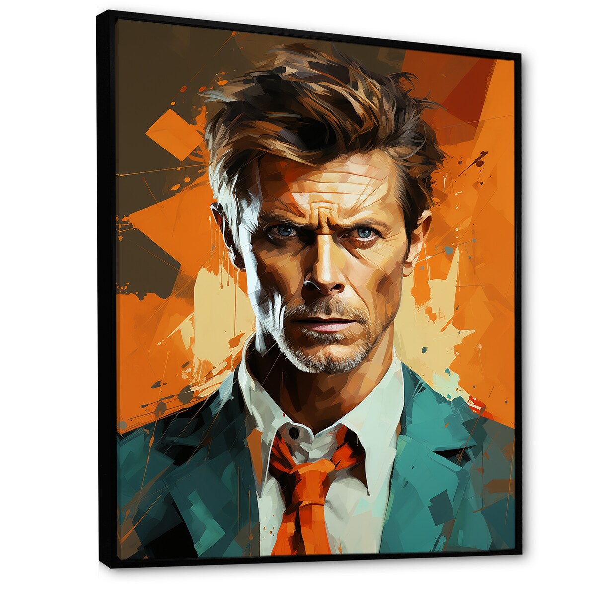 Designart "Bronze Bowie Portrait" Celebrity Framed Canvas Art Print