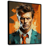 Designart "Bronze Bowie Portrait" Celebrity Framed Canvas Art Print