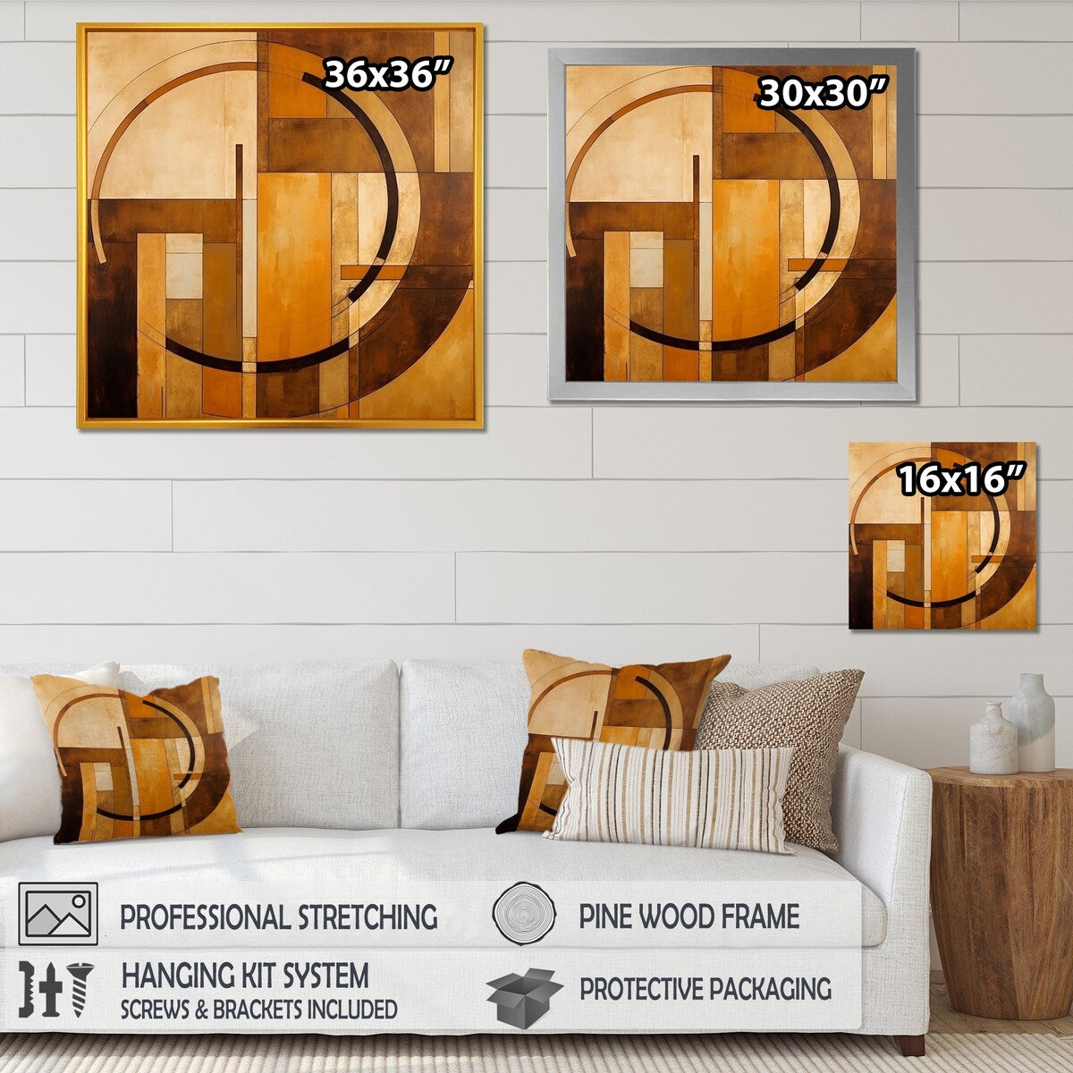 Designart "Bronze Brilliance Symetry VI" Abstract Shapes Wall Art