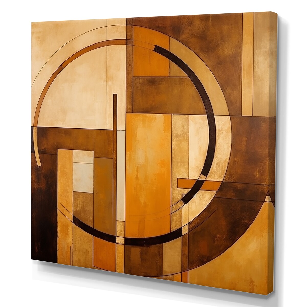 Designart "Bronze Brilliance Symetry VI" Abstract Shapes Wall Art