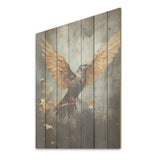 Designart "Bronze Dove Blessing" Dove Wood Wall Decor - Modern Gold Wood Panel On Natural Pine Wood