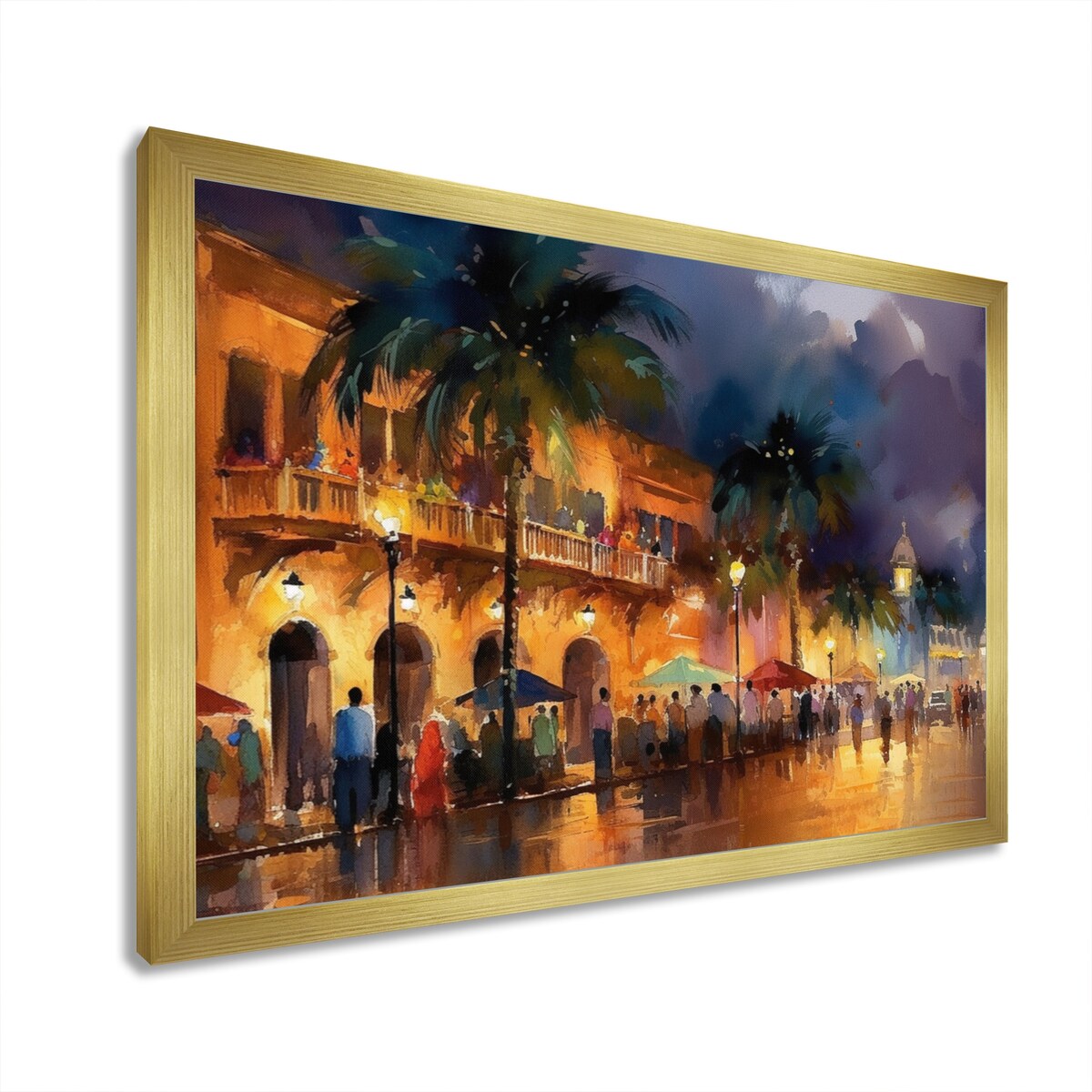Designart "Brown And Green Gleaming Facades I" City Art Deco Framed Canvas Prints