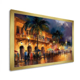 Designart "Brown And Green Gleaming Facades I" City Art Deco Framed Canvas Prints