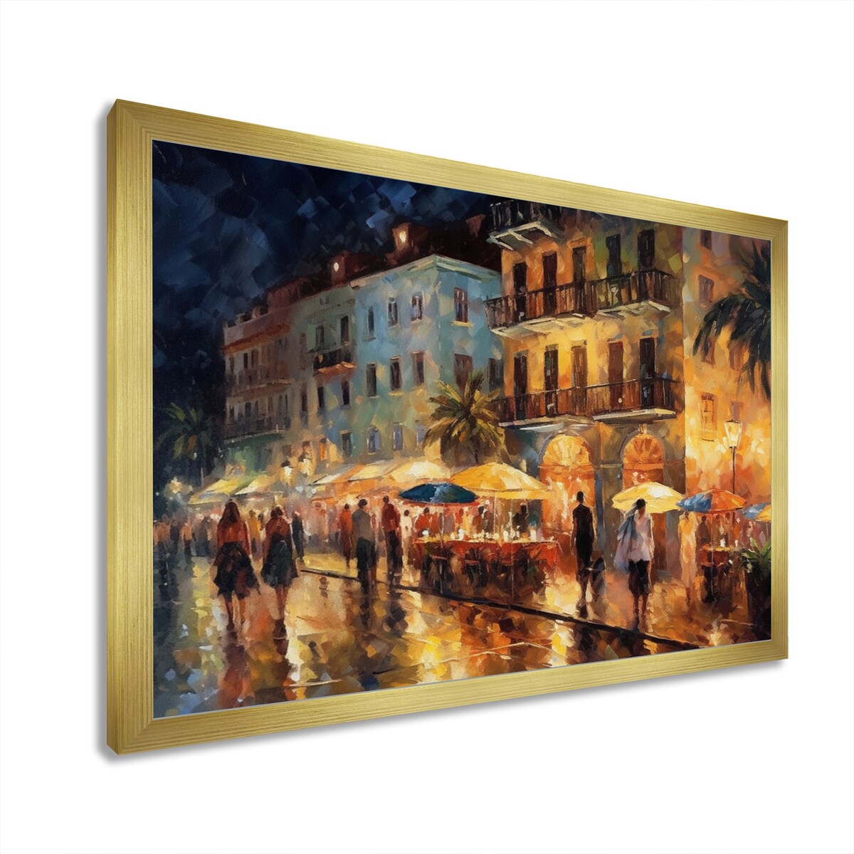 Designart "Brown And Green Gleaming Facades Ii" City Art Deco Framed Canvas Prints