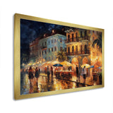 Designart "Brown And Green Gleaming Facades Ii" City Art Deco Framed Canvas Prints