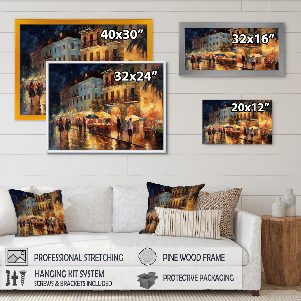 Designart "Brown And Green Gleaming Facades Ii" City Art Deco Framed Canvas Prints