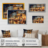 Designart "Brown And Green Gleaming Facades Ii" City Art Deco Framed Canvas Prints