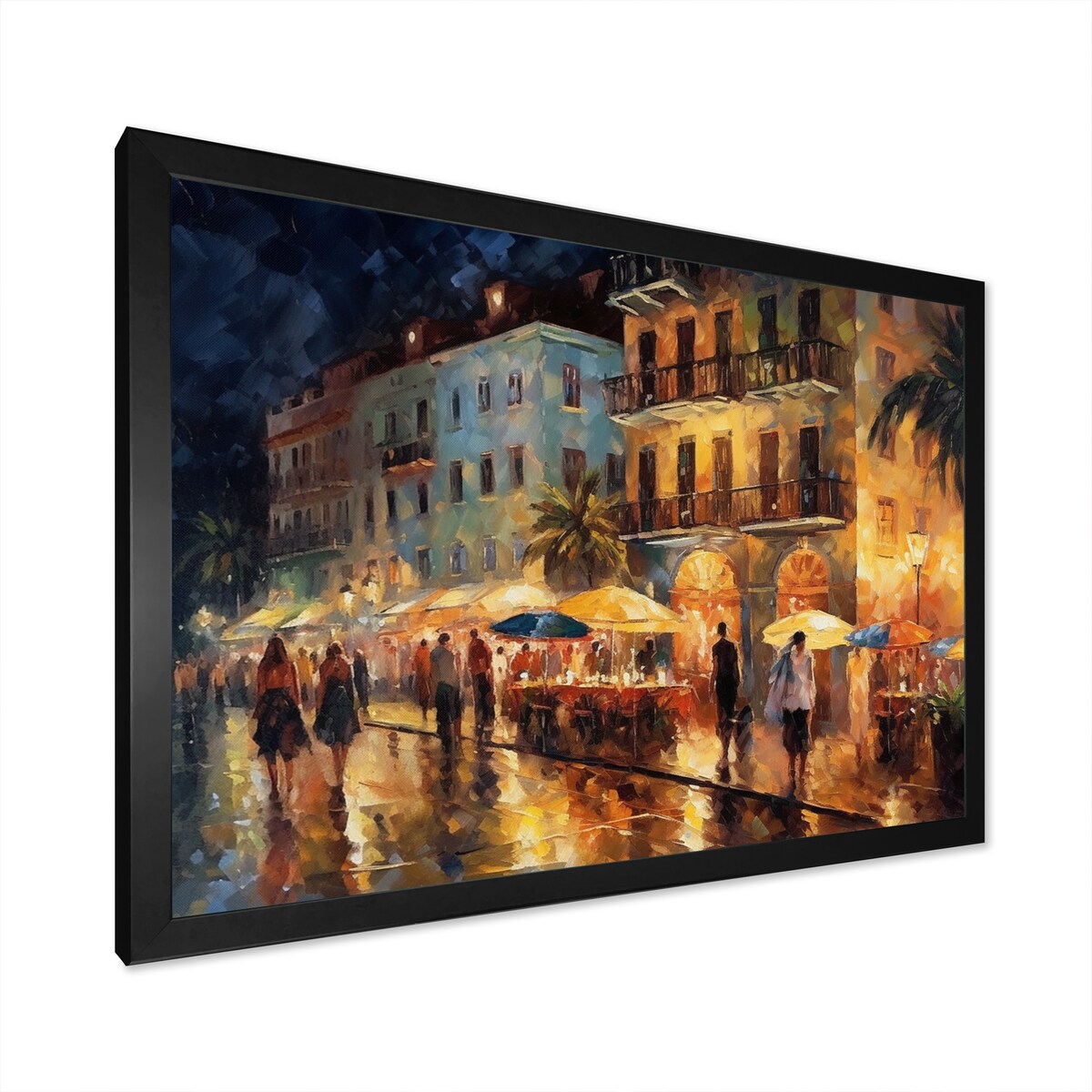 Designart "Brown And Green Gleaming Facades Ii" City Art Deco Framed Canvas Prints