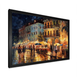 Designart "Brown And Green Gleaming Facades Ii" City Art Deco Framed Canvas Prints